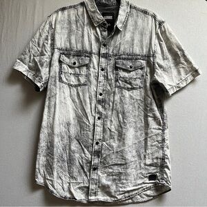 Bauhaus Men's Short Sleeve Washed Snap Up Shirt Size L